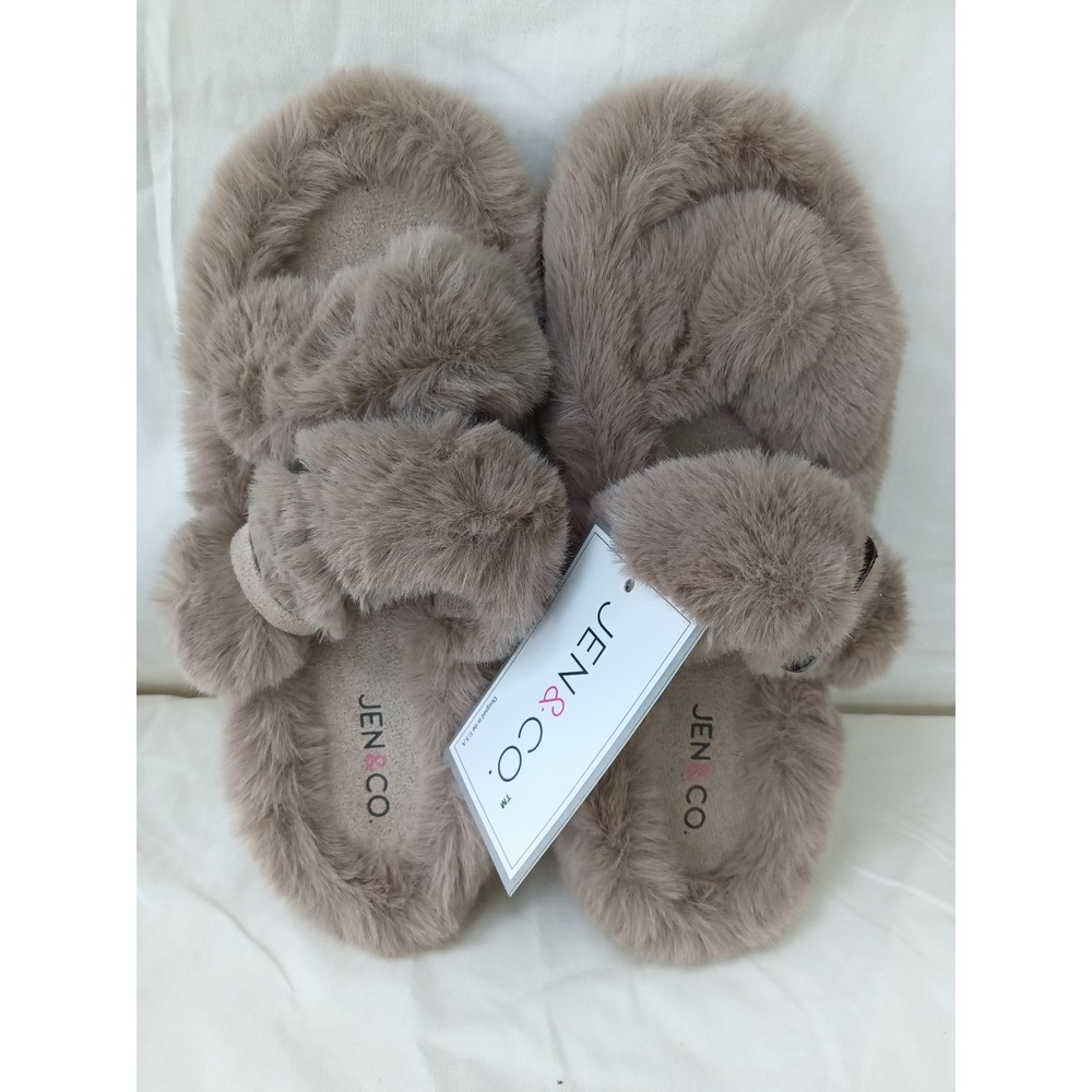 Jen & Co adjustable buckle slipper sandal house shoes size 41 NWT Vegan